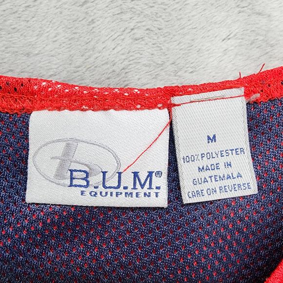 Vintage 90s Bum Equipment Top Womens M Red Blue Sleeveless V-Neck Tank Mesh - Picture 4 of 9